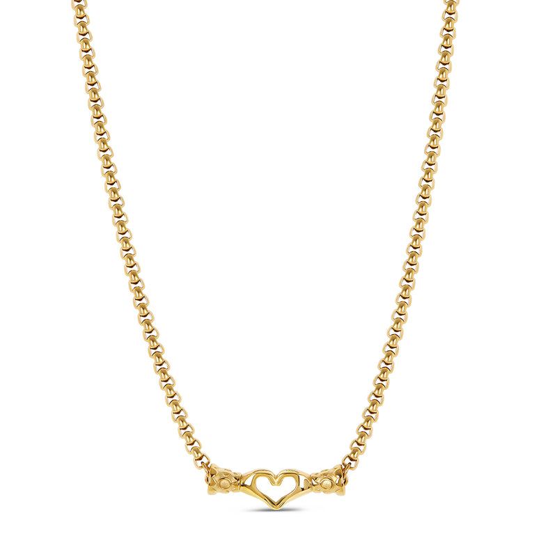 Heart Hand Pendant Necklace - Gold