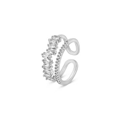 Chandalier Layered Adjustable Ring - Silver