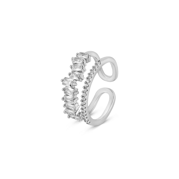 Chandalier Layered Adjustable Ring - Silver