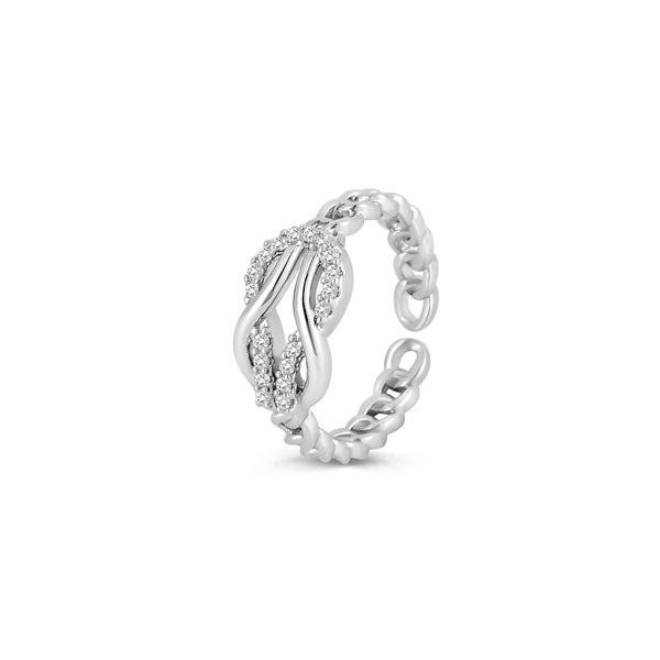 Ariel Intertwined Adjustable Ring - Silver