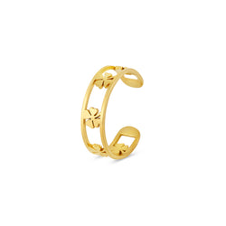 Hollow Clover Adjustable Ring - Gold