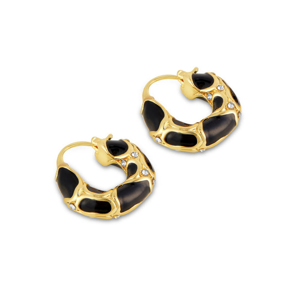 Venus Contrast Hoop Earrings - Black/Gold