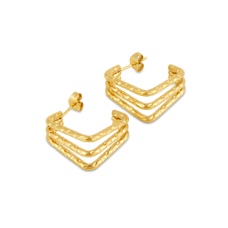 Amelie Triple Split Earrings - Gold