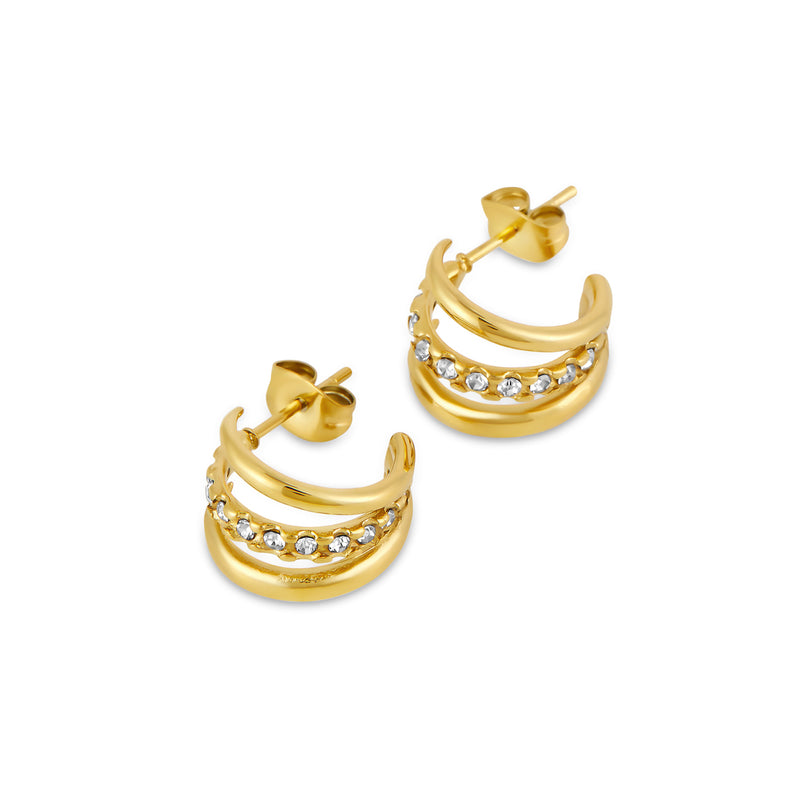 Isabella Stone Hoop Earrings - Gold