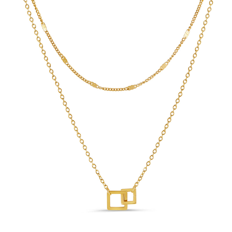 Square Link Pendant Necklace - Gold