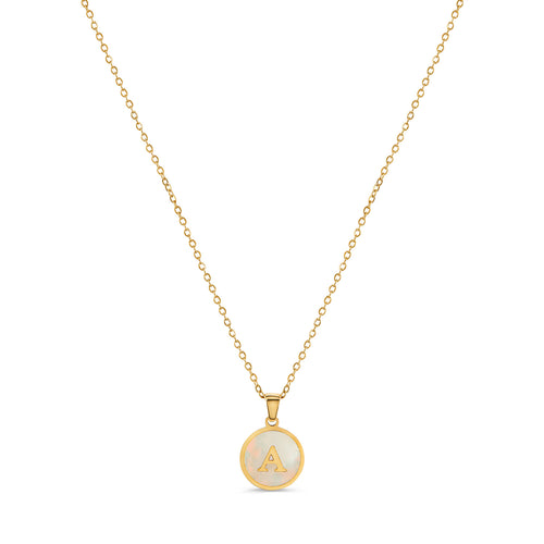Marble Initial Necklace - Gold