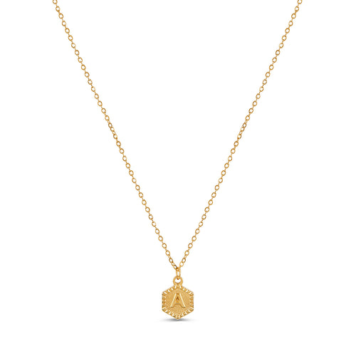 Hex Initial Necklace - Gold