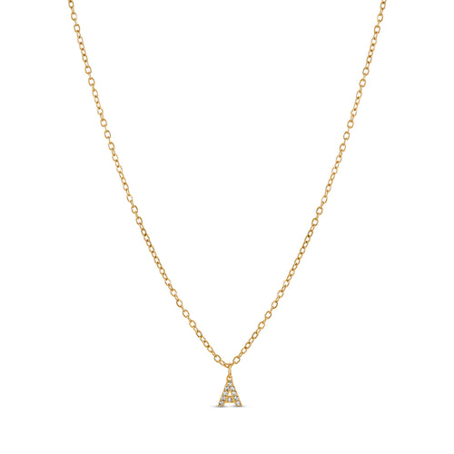 Stone Initial Necklace - Gold