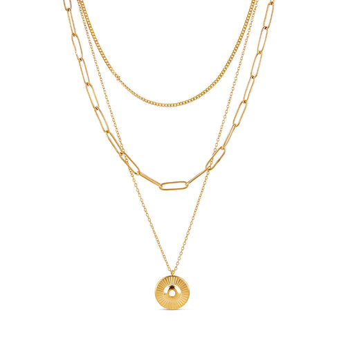 Cleopatra Triple Layered Necklace - Gold