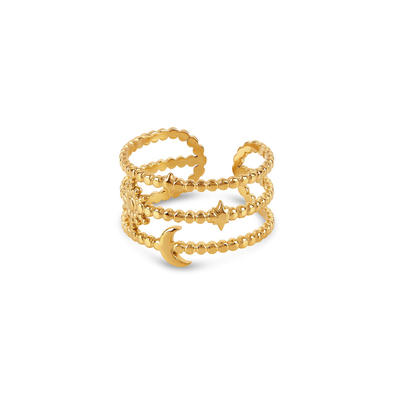 Starlit Lines Adjustable Ring - Gold