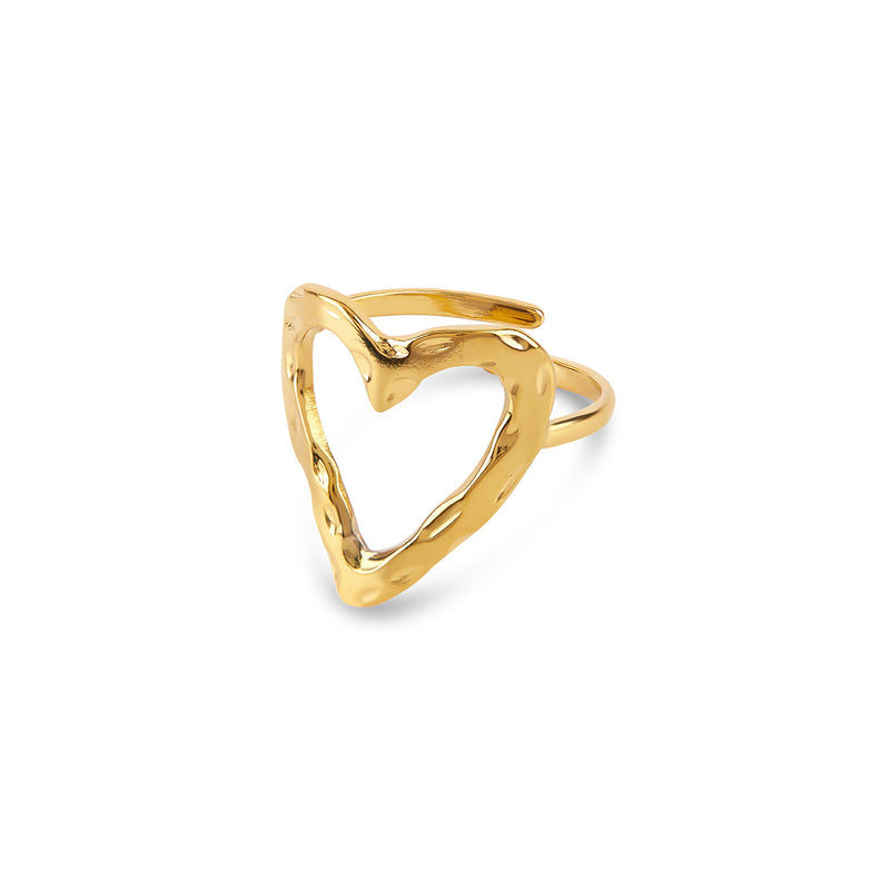 Crafted Heart Adjustable Ring - Gold