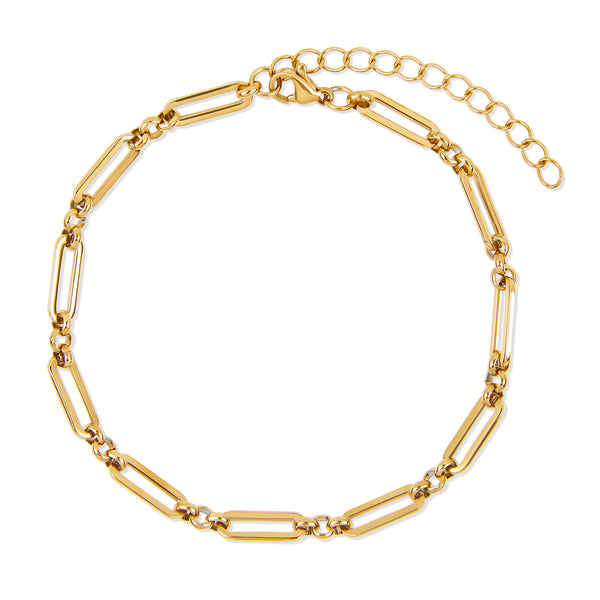 Stone Clip Chain Anklet - Gold