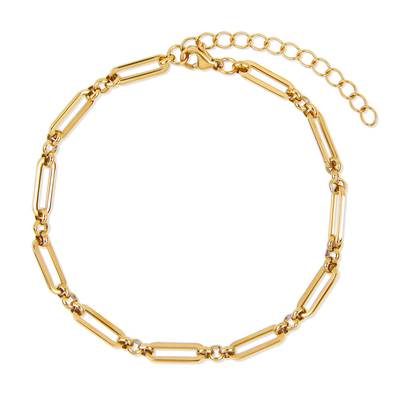 Stone Clip Chain Anklet - Gold