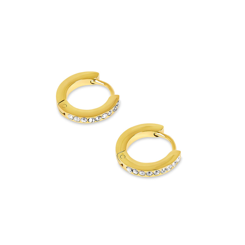 Birthstone Huggie Hoop Earrings - Gold (Select Your Birthstone!)