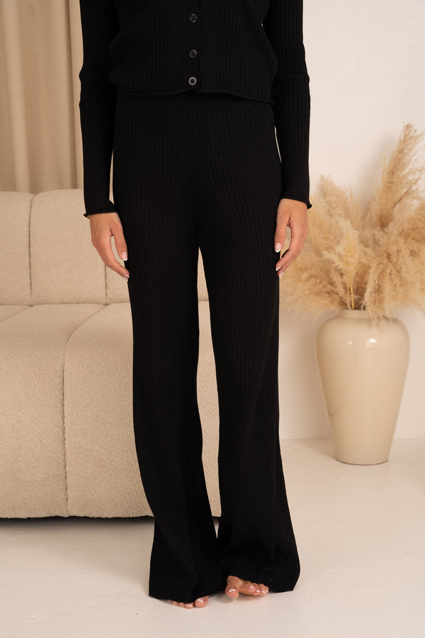 Ribbed Trousers - Black