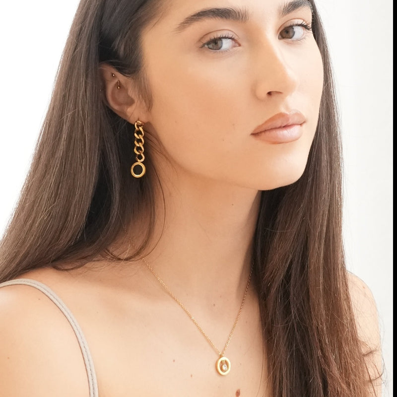 Latin Onyx Cuban Dangle Earrings - Gold