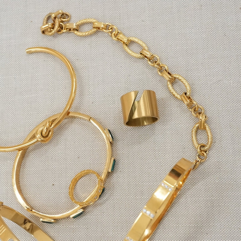 Sicily Gliederkette Strukturiertes Armband - Gold