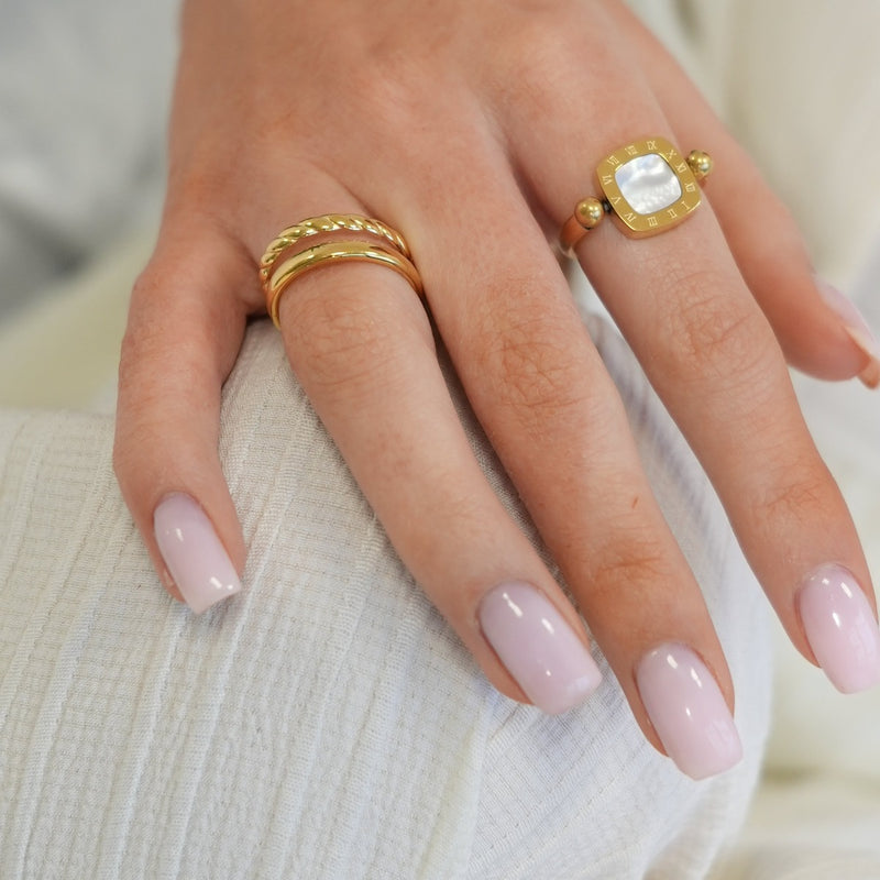 Pair Stack Adjustable Ring - Gold