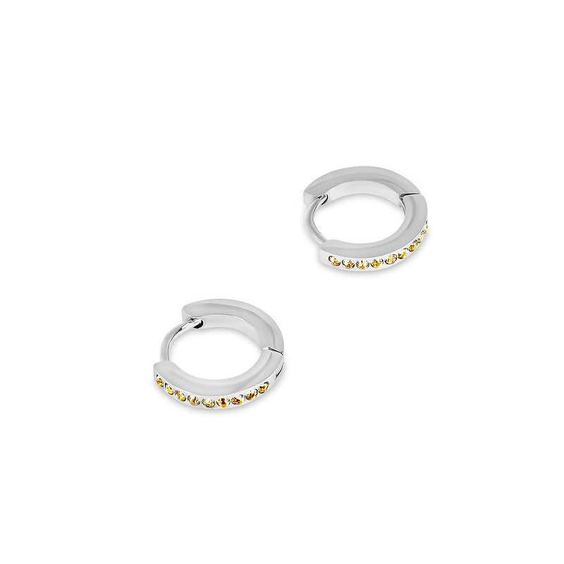 Birthstone Huggie Hoop Earrings - Silver (Select Your Birthstone!)