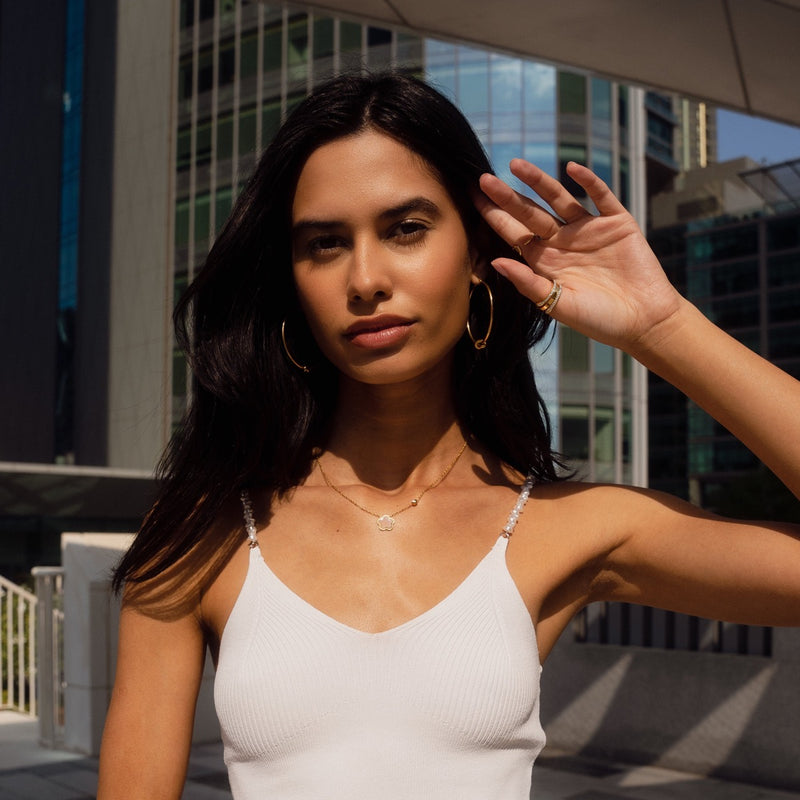 Clover Pendant Necklace - Gold/White