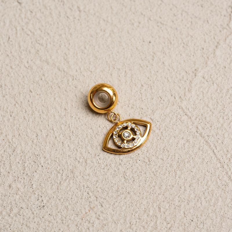 Evil Eye Stone Charm - Gold