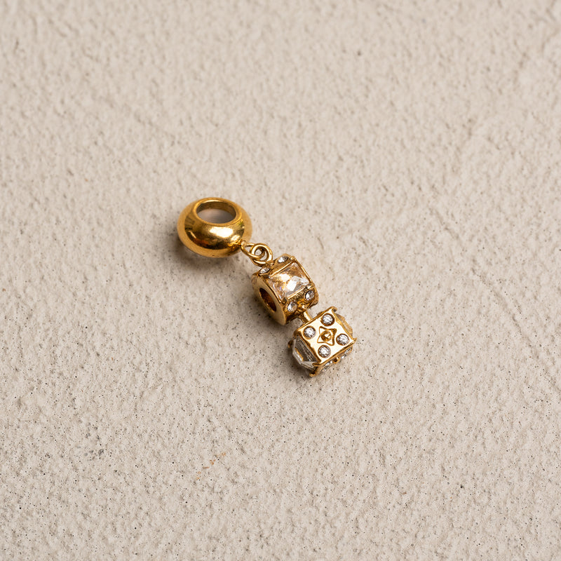 Dice Stone Charm - Gold