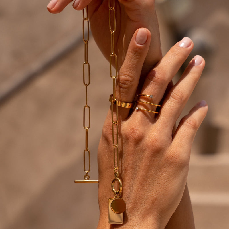 Rectangle Toggle Chain Necklace - Gold