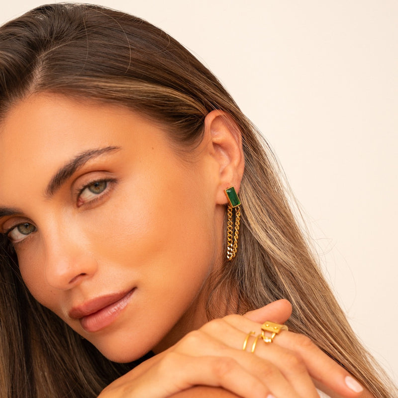 Kubanische Ohrringe mit Smaragd - Gold