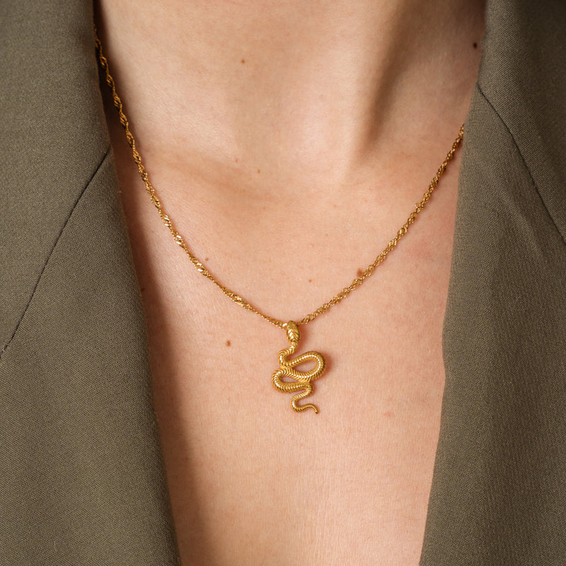 Snake Pendant Necklace - Gold