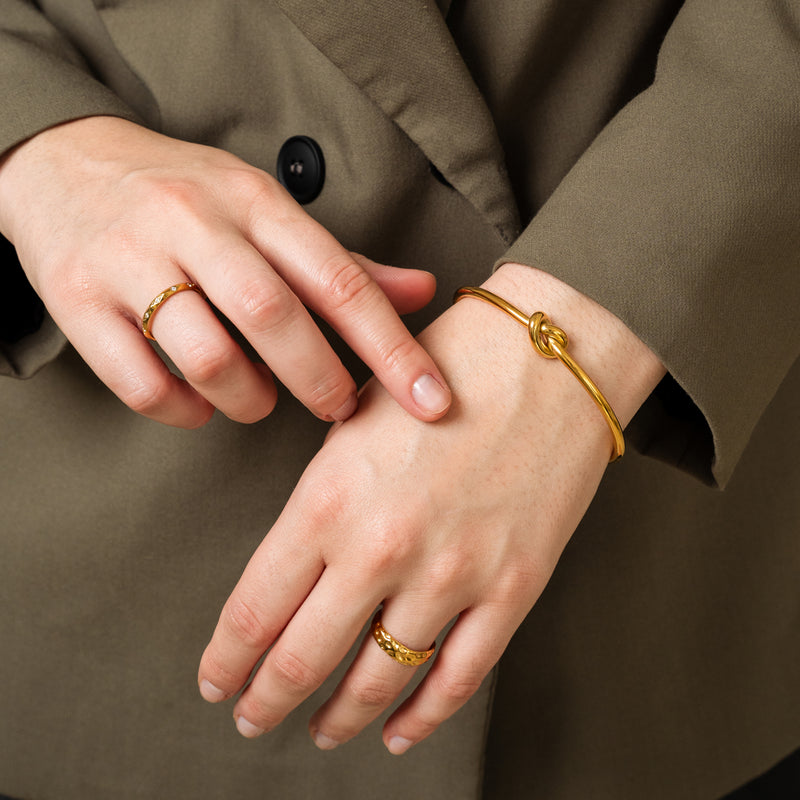 Barbed Wire Bangle Bracelet - Gold