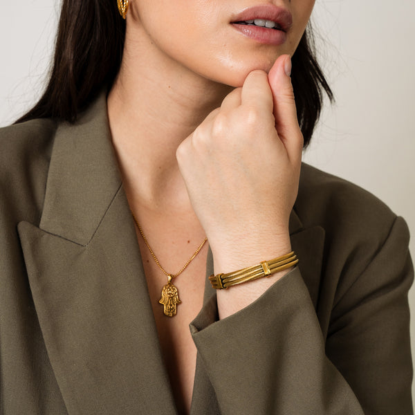 Wire Stack Bangle Bracelet - Gold