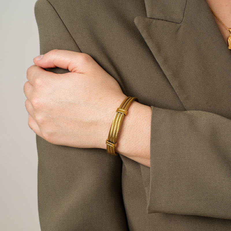 Wire Stack Bangle Bracelet - Gold