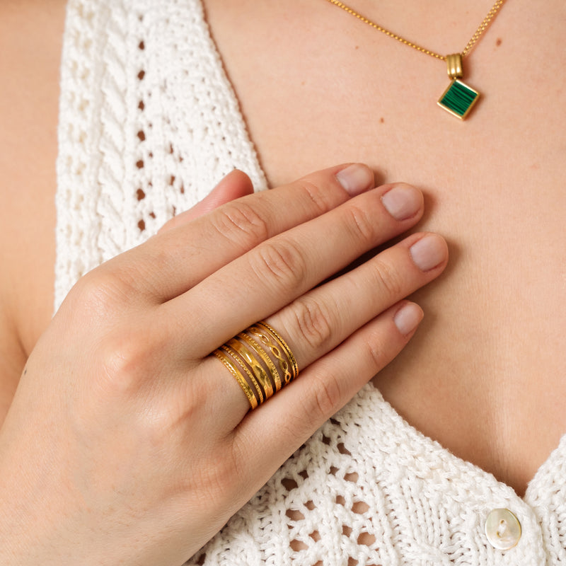 Marble Square Pendant Necklace - Gold