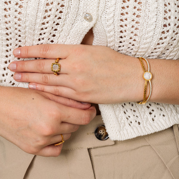 Venus Stone Bangle Bracelet - Gold