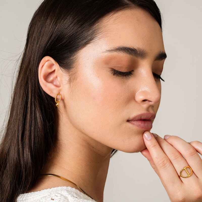 Double Link Hoop Earrings - Gold