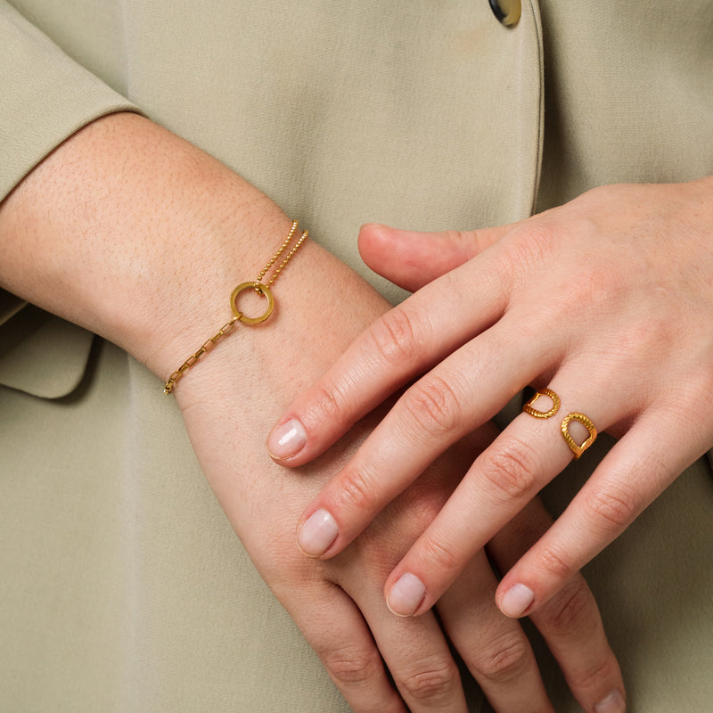 Coco Adjustable Linked Ring - Gold