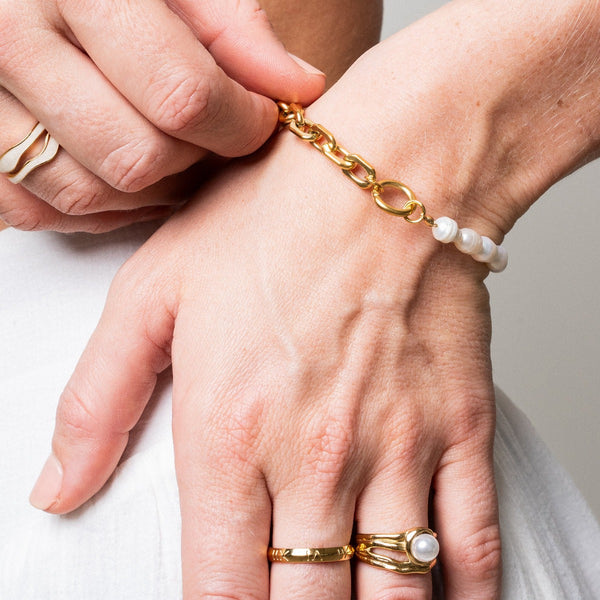 Perlenketten-Armband - Gold