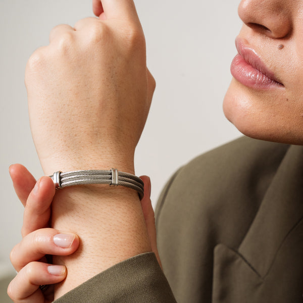 Wire Stack Bangle Bracelet - Silver