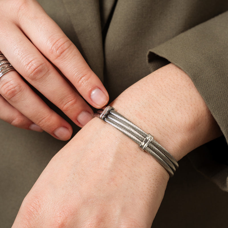 Wire Stack Bangle Bracelet - Silver