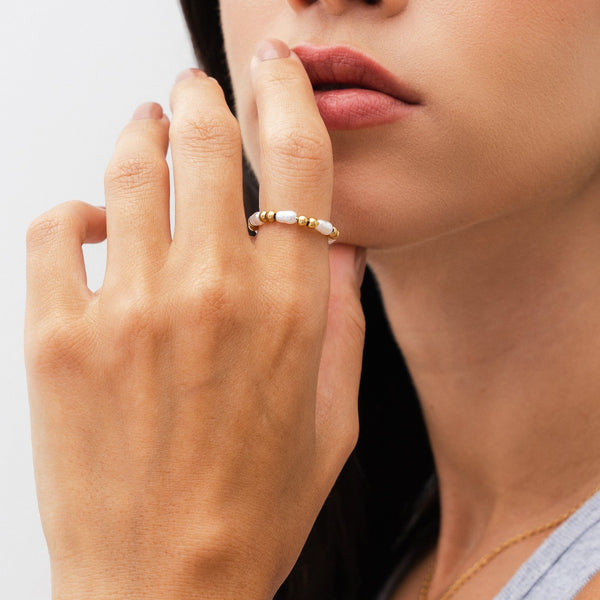 Perlen-Fidget-Ring - Gold