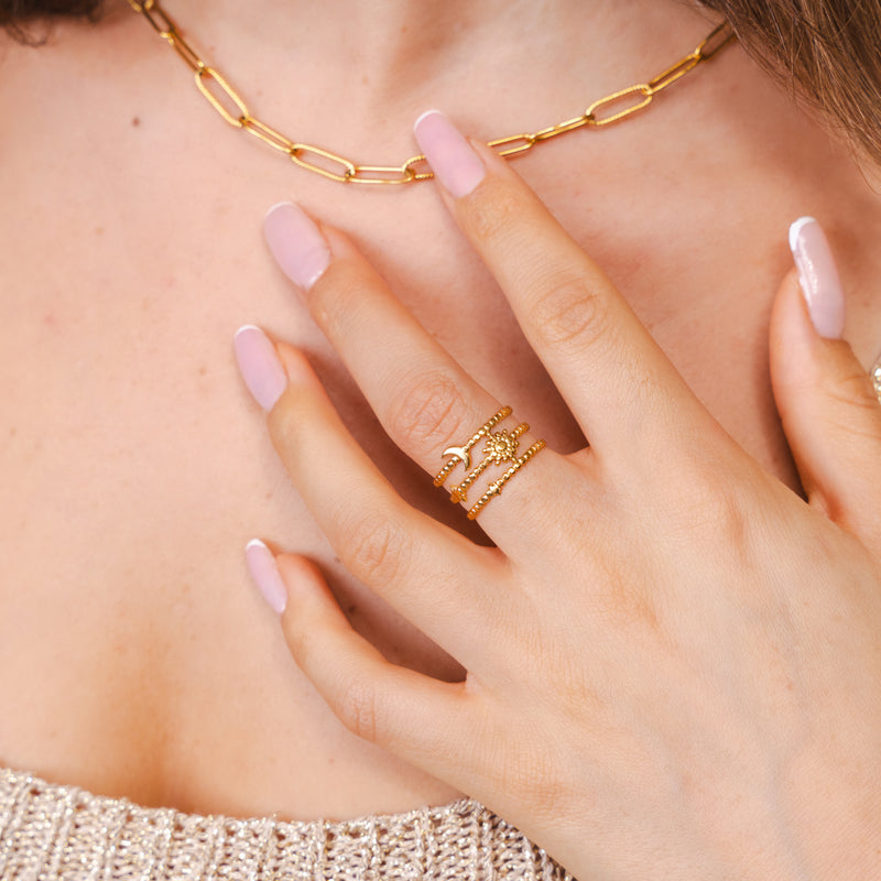 Starlit Lines Adjustable Ring - Gold