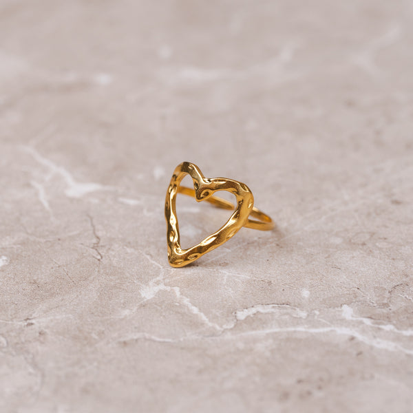 Crafted Heart Adjustable Ring - Gold