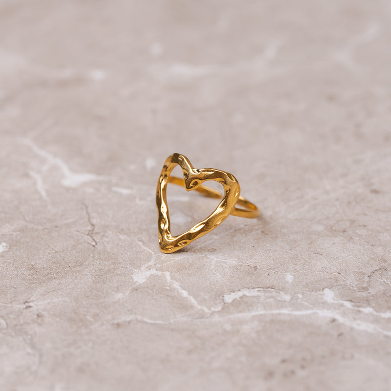 Crafted Heart Adjustable Ring - Gold