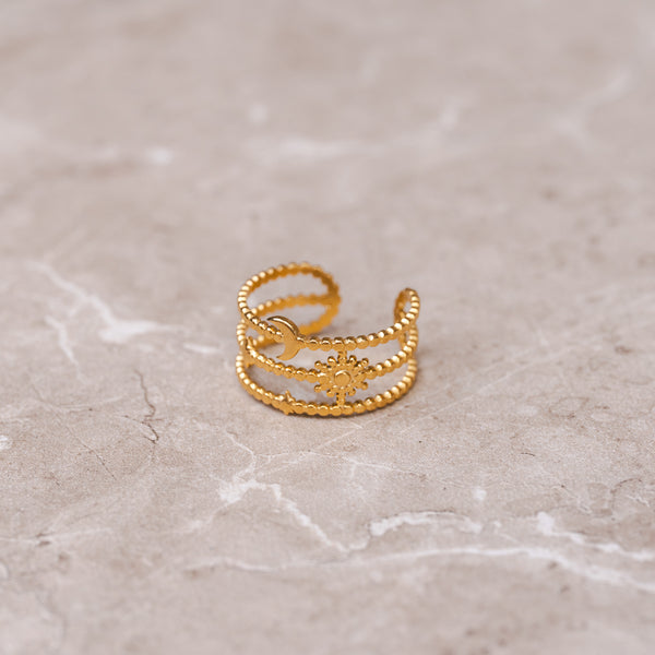 Starlit Lines Adjustable Ring - Gold