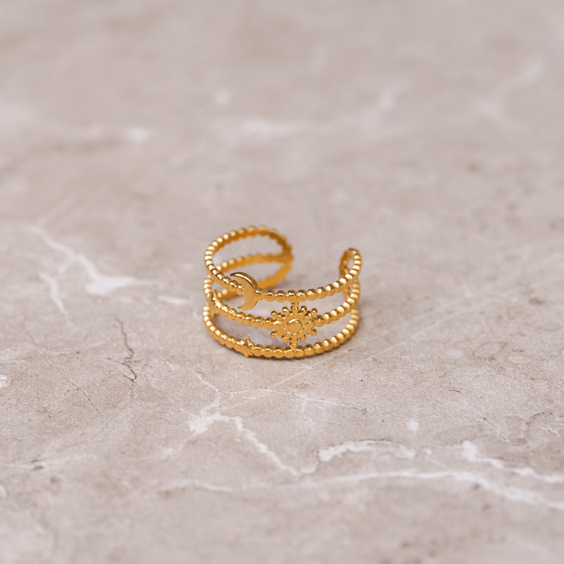 Starlit Lines Adjustable Ring - Gold