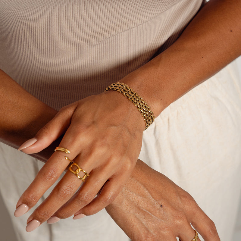 Mesh Lock Clasp Bracelet - Gold