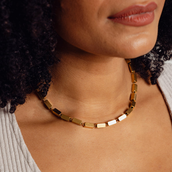 Rectangle Chain Necklace - Gold