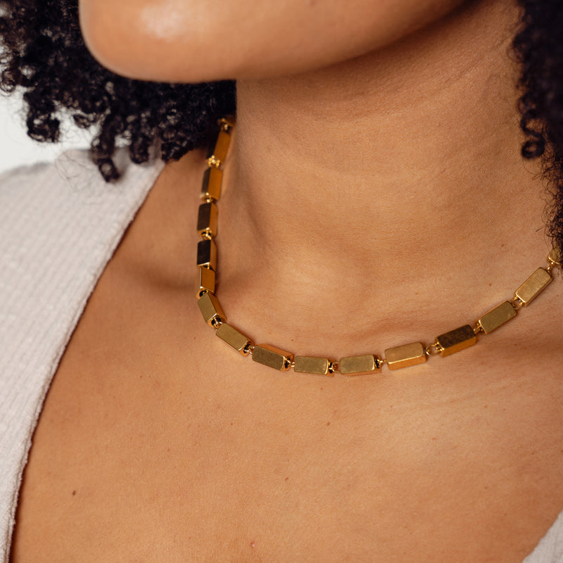 Rectangle Chain Necklace - Gold