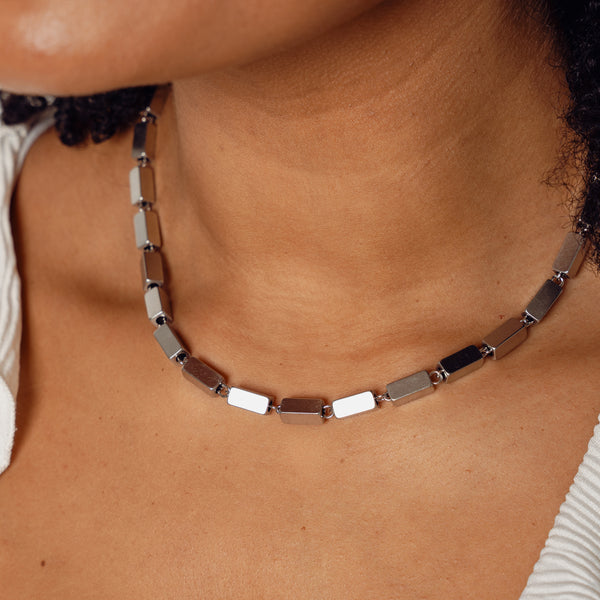 Rectangle Chain Necklace - Silver