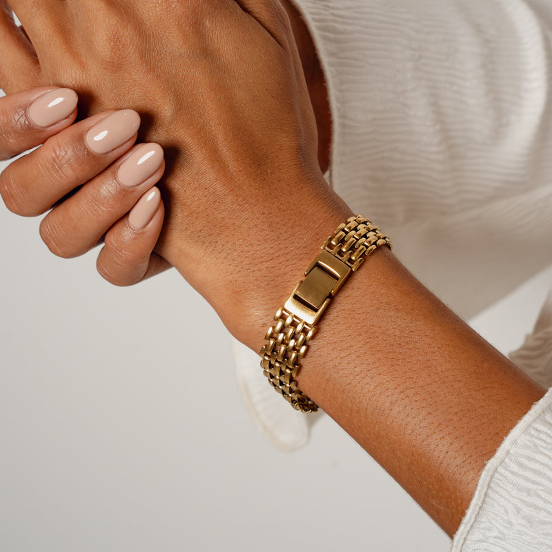 Mesh Lock Clasp Bracelet - Gold